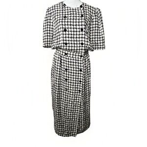VTG Adrianna Papell Houndstooth Silk
Shirtwaist Dress Midi Sz 8 10 READ